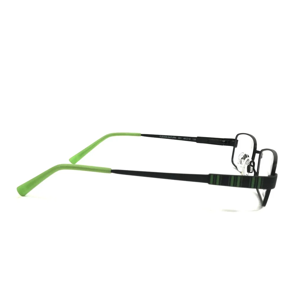 Flexon Kids Eyeglasses Frame SATURN 001 Black Green Rectangle Wire Rim 48-18-135